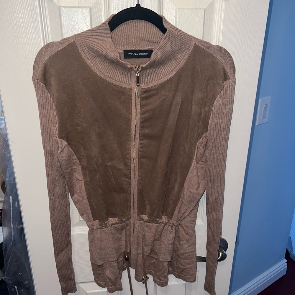 Ivanka Trump Tan Zip-Up Cardigan